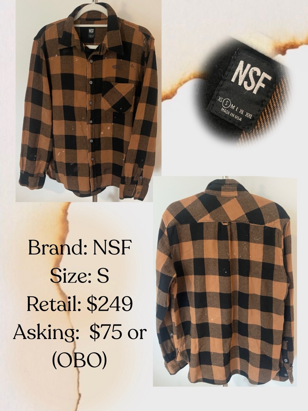 NSF Men’s Black & Brown Buffalo Plaid Button-Down Shirt